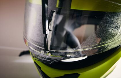 World’s first motorcycle helmet wipers